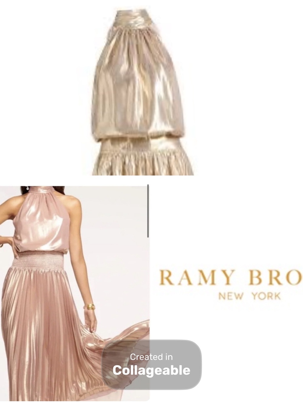 ‼️WOW‼️RAMY BROOK Metallic Halter Maxi Dress - Blush Gold NWOT